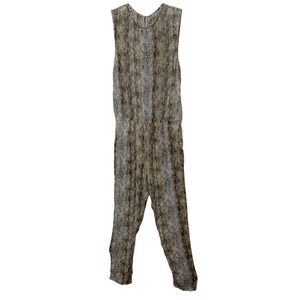 H&M Snakeskin Jumpsuit Size 8 Brown Animal Print Sleeveless Boho Chic Trendy